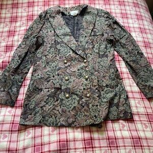 Zoompy Vintage Floral Double Breasted Blazer Jacket